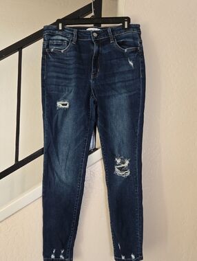 Flying Monkey Dark Blue Distressed Skinny Jeans Size 30